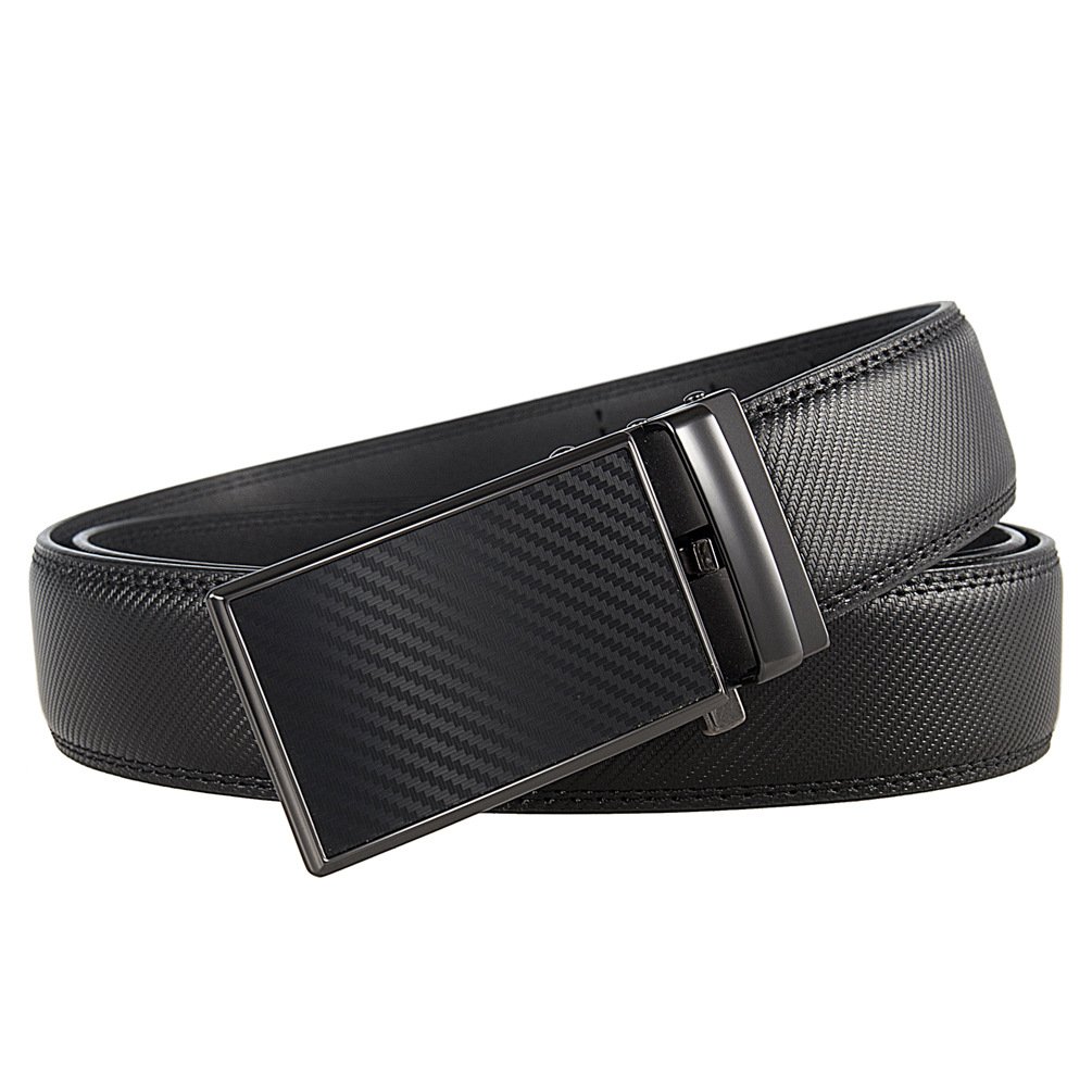 New Casual Jeans Brown Black Adjustable Carbon Fiber Automatic Ratchet Belt Buckle Genuine Leather Men's Leather Belts