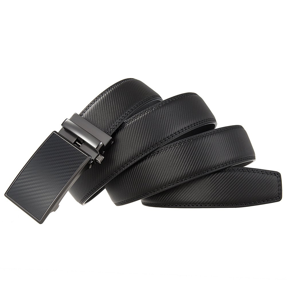New Casual Jeans Brown Black Adjustable Carbon Fiber Automatic Ratchet Belt Buckle Genuine Leather Men's Leather Belts