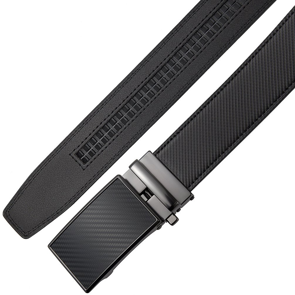 New Casual Jeans Brown Black Adjustable Carbon Fiber Automatic Ratchet Belt Buckle Genuine Leather Men's Leather Belts