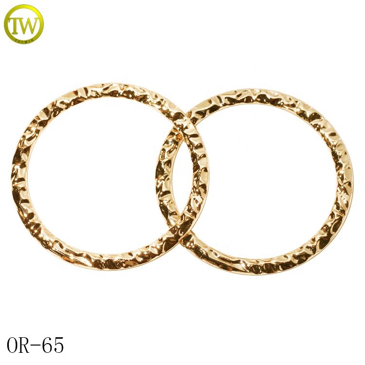 Waterproof swimwear circle ring hardware custom gold plated engraving letter round buckle for bra