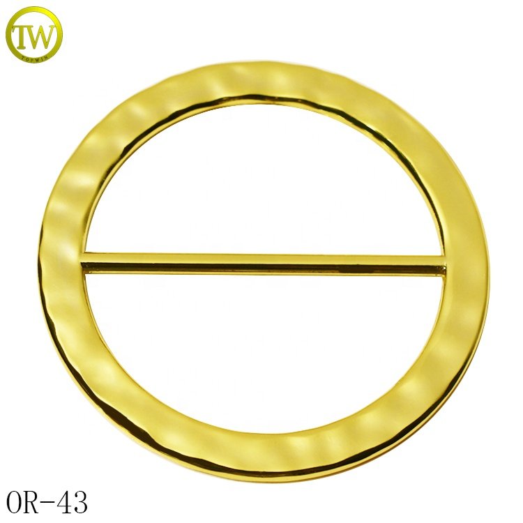 Waterproof swimwear circle ring hardware custom gold plated engraving letter round buckle for bra