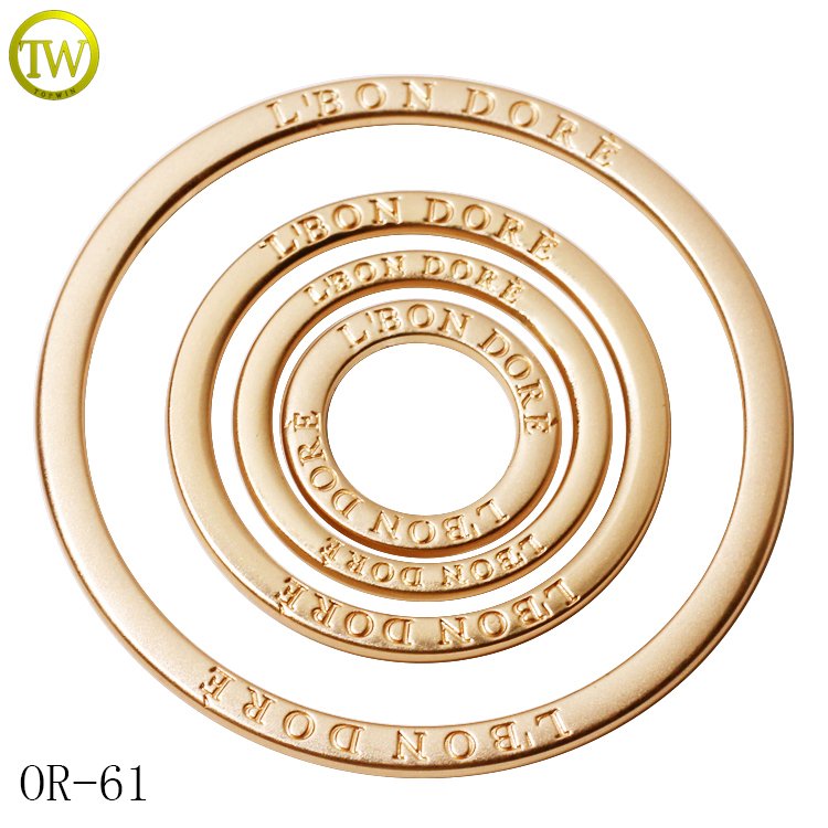 Waterproof swimwear circle ring hardware custom gold plated engraving letter round buckle for bra