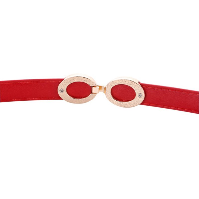 2023 new thin belt women's double buckle leather ladies all-match dress decoration light luxury belt factory skirt match belt