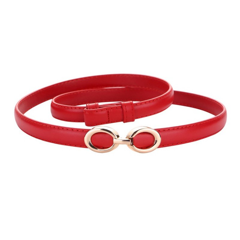 2023 new thin belt women's double buckle leather ladies all-match dress decoration light luxury belt factory skirt match belt