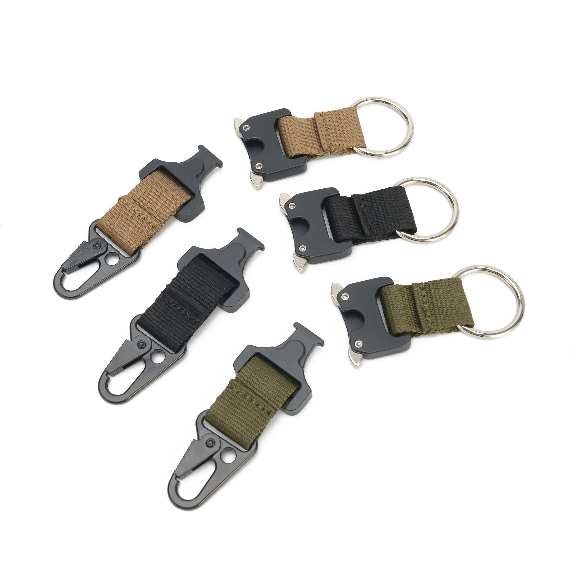 RTS stock outdoor MOLLE fast buckle strap moutain trekking key chain hook durrable nylon webbing for men women
