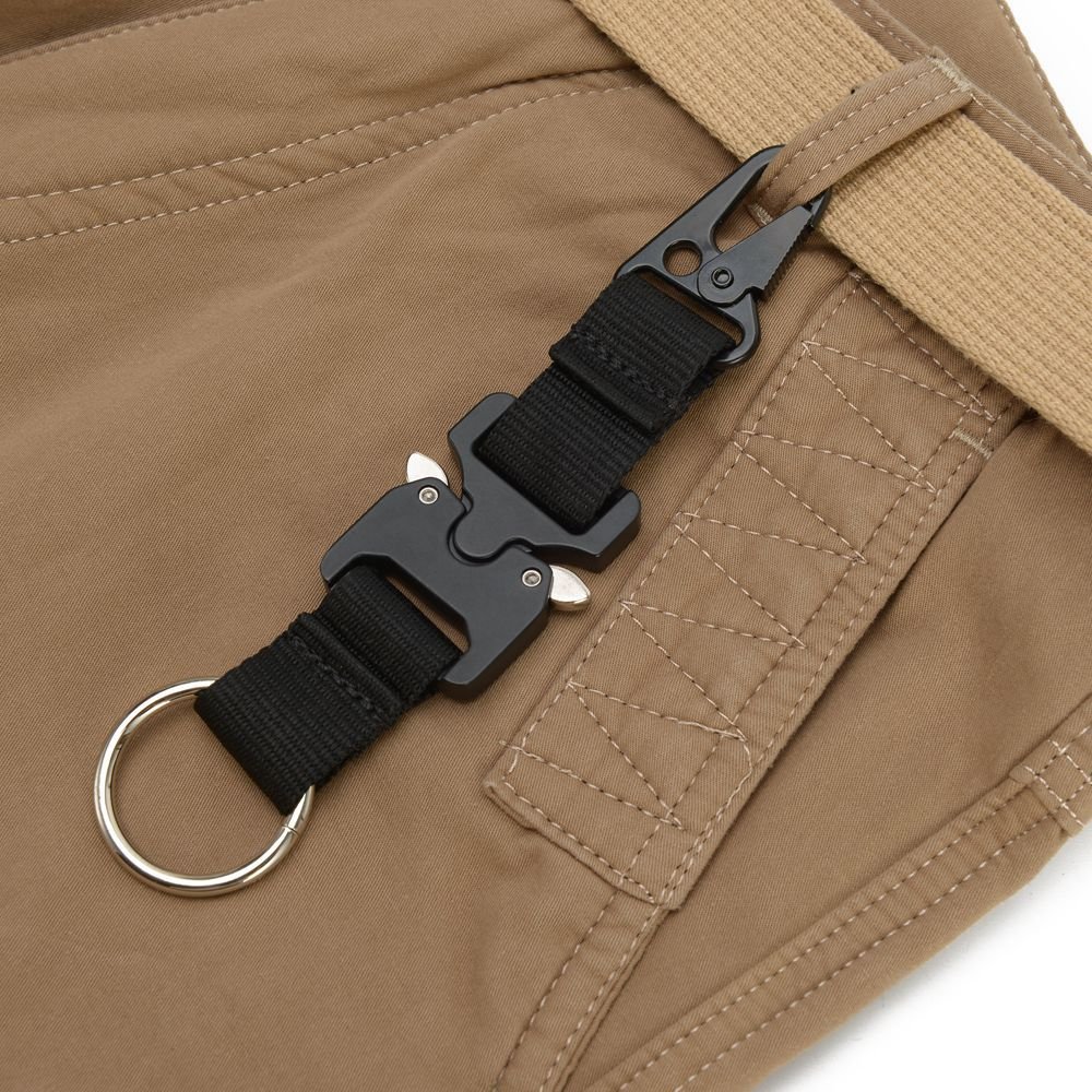 RTS stock outdoor MOLLE fast buckle strap moutain trekking key chain hook durrable nylon webbing for men women