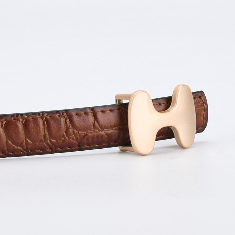 Luxury Designs Crocodile Pattern Genuine Leather Belt Letter Buckle Female Cowhide Waist Belt Decorative Jeans