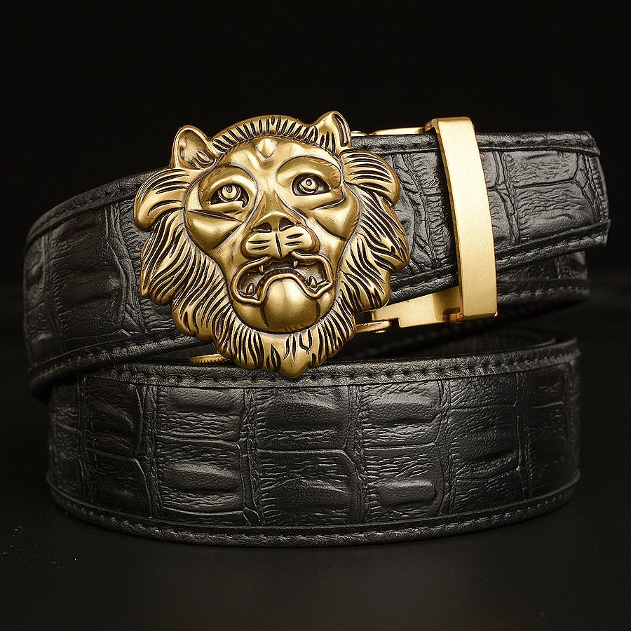 Men's genuine leather belt Vintage automatic buckle belt, cowhide belt, simple fashion waistband cowboy belt