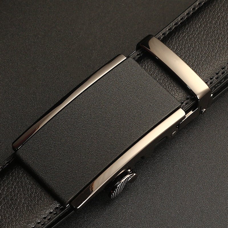 OMJ OUMEIJIA factory Leather wholesale belt men's automatic buckle cowhide classic casual flat embossment youth belt