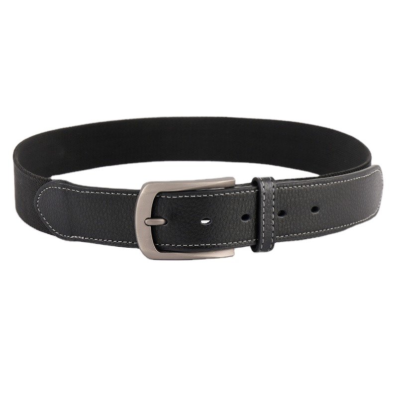 Business Casual Genuine Leather Belt Two-Layer Cowhide with Alloy Needle Buckle Elastic Fashionable Golf Belt