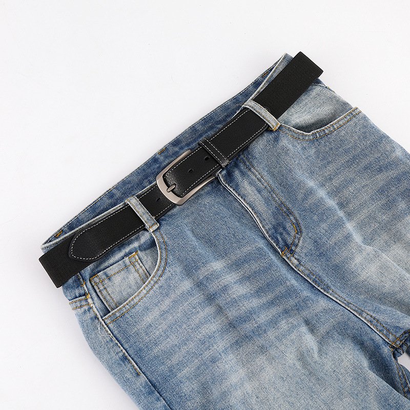 Business Casual Genuine Leather Belt Two-Layer Cowhide with Alloy Needle Buckle Elastic Fashionable Golf Belt