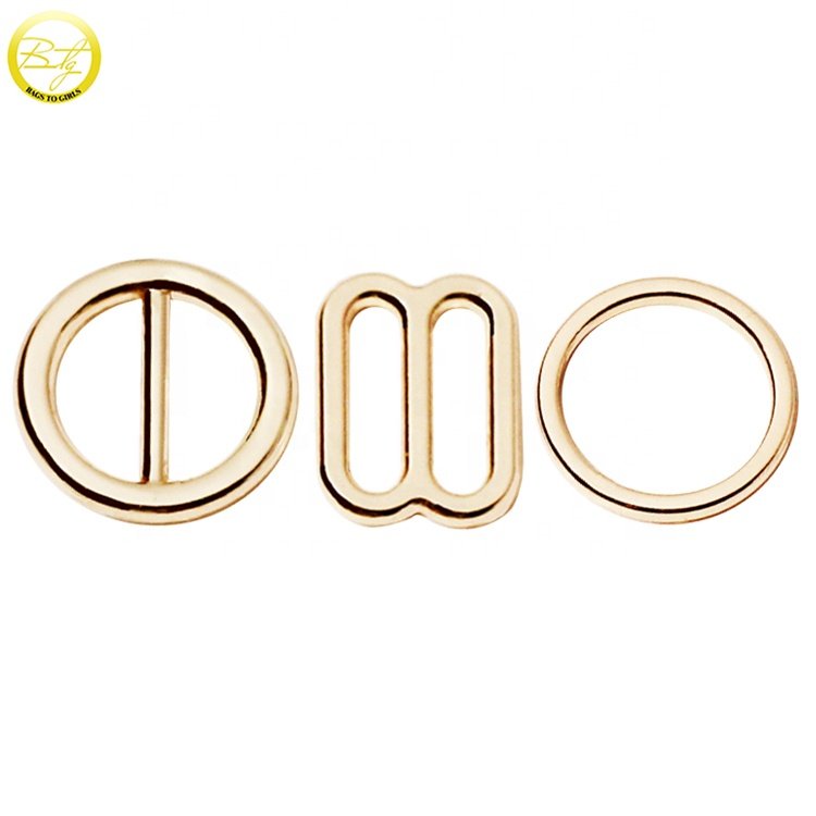 Wholesale bra metal slider buckle cheap price bikini connector logo blanks gold ring buckles adjuster for underwear
