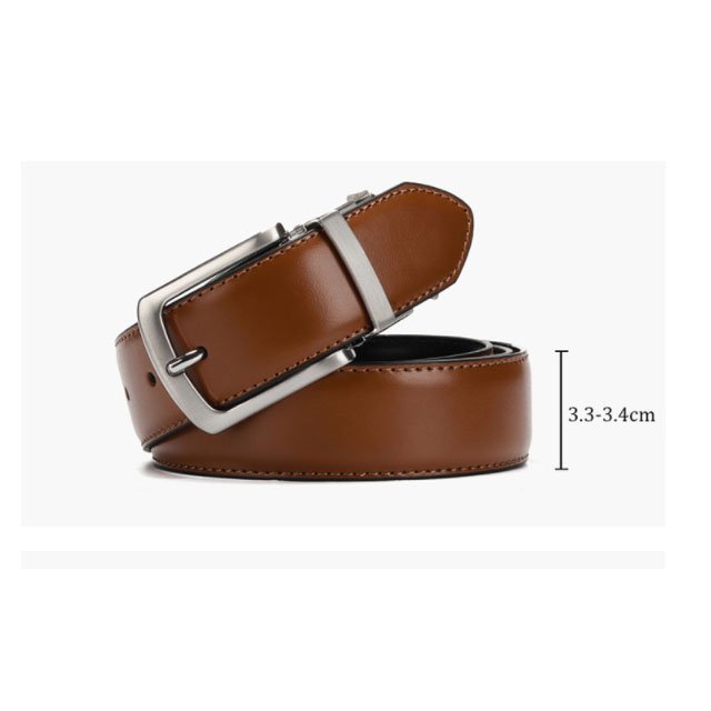 hot sale Men's Belt Genuine Leather mens Reversible ratchet Belt fathers gift Rotated pin Buckle belt with gift box