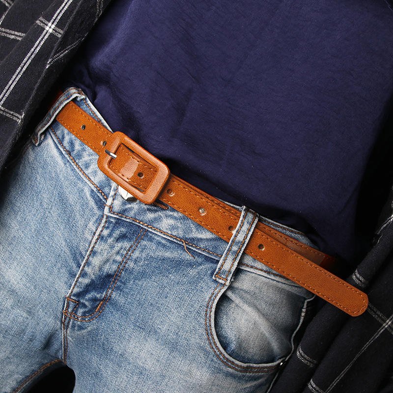 New Women's Fashion Bag Buckle Thin Belt Simple And Versatile Decorative Dress Sweater Coat Accessories Belt