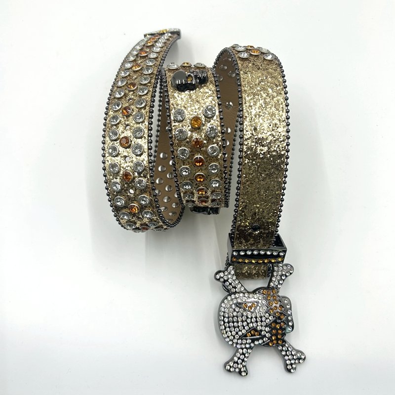 Factory direct sale skull buckle for cowboy belt PU accessories western men and women diamond Rhinestone skull belt