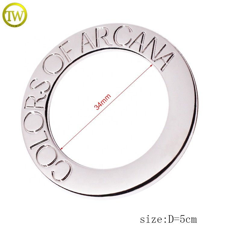 Custom stamped name swimwear round buckle silver plating underwear accessory brand O flat rings for bra