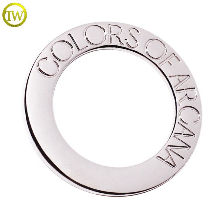 Custom stamped name swimwear round buckle silver plating underwear accessory brand O flat rings for bra