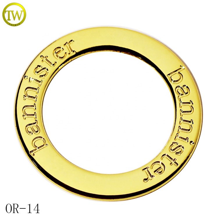 Custom stamped name swimwear round buckle silver plating underwear accessory brand O flat rings for bra
