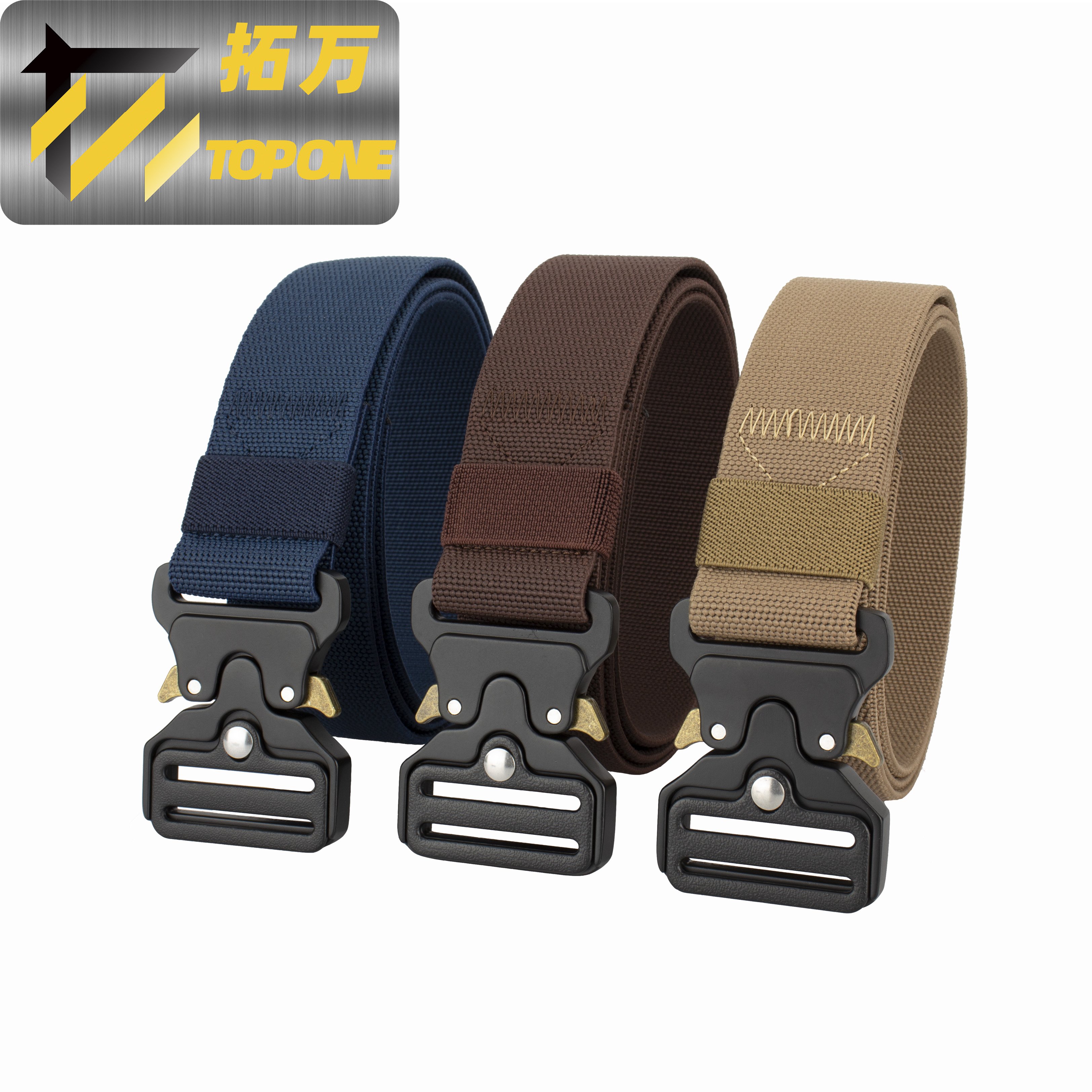 1.5' Al Alloy Buckle outdoor training Tactical Elastic Webbing Belts with Customized Logo