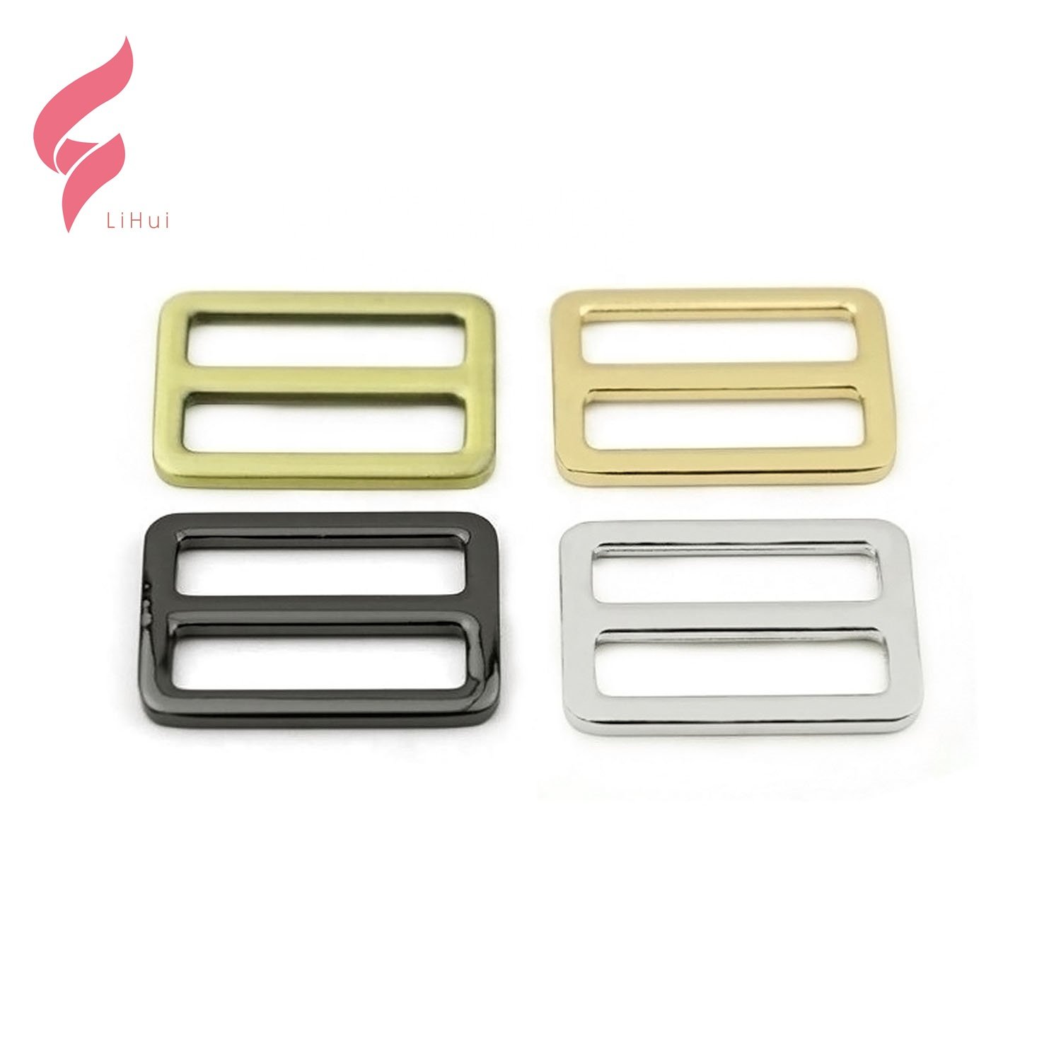 LiHui hardware 32mm 3 Bar triglide buckle adjuster metal tri-glide slider ring metal clip roller belt for handbags