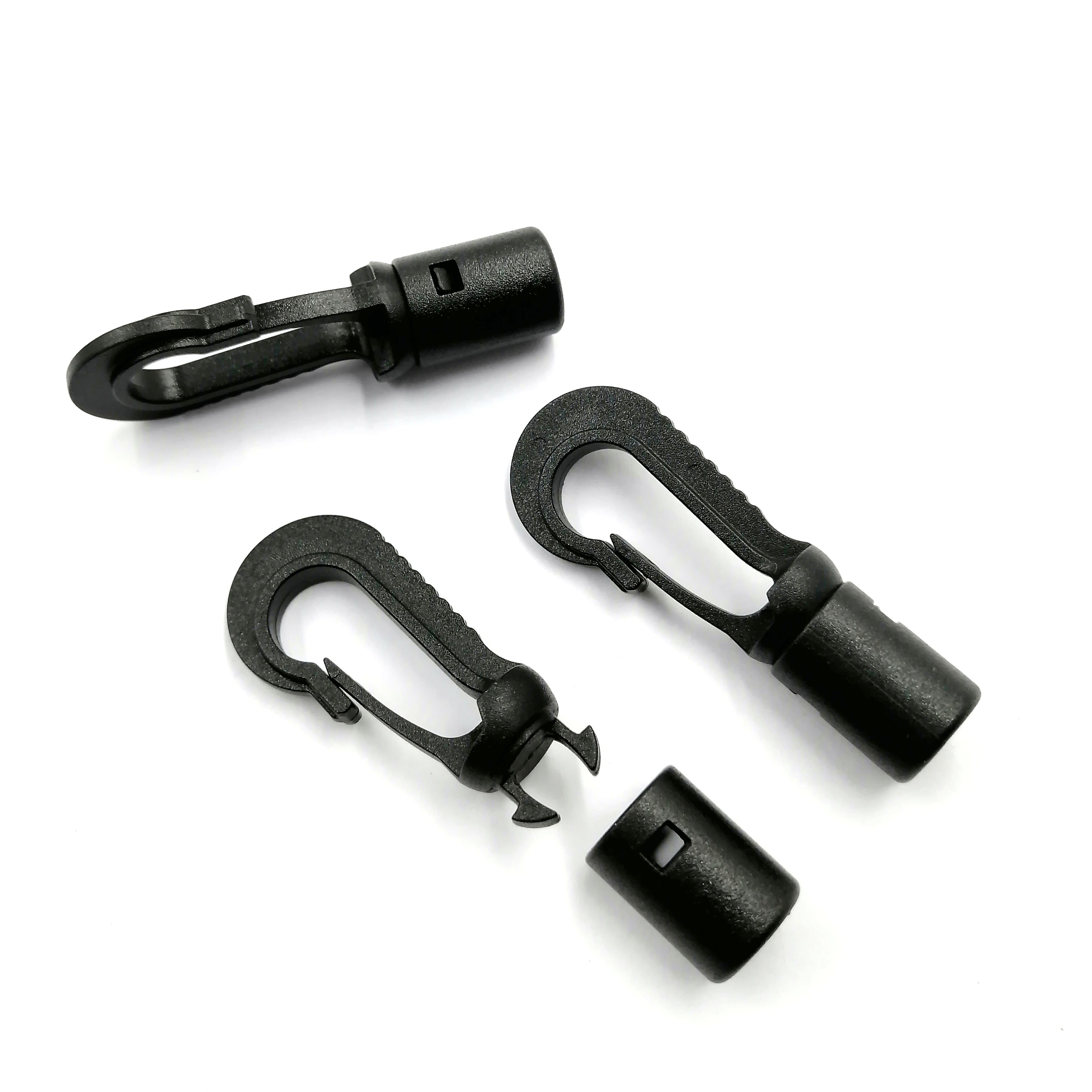 Plastic Hook Buckles Bungee Shock Snap Hook Clip Cord End Rope Lock Hook For Camping Boat Kayak Canoe