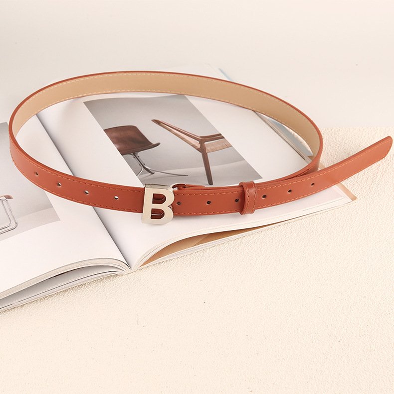 Factory Sale Women Skinny Leather Belt For Jeans-ladies Waist Belt With Gold Buckle For Dress