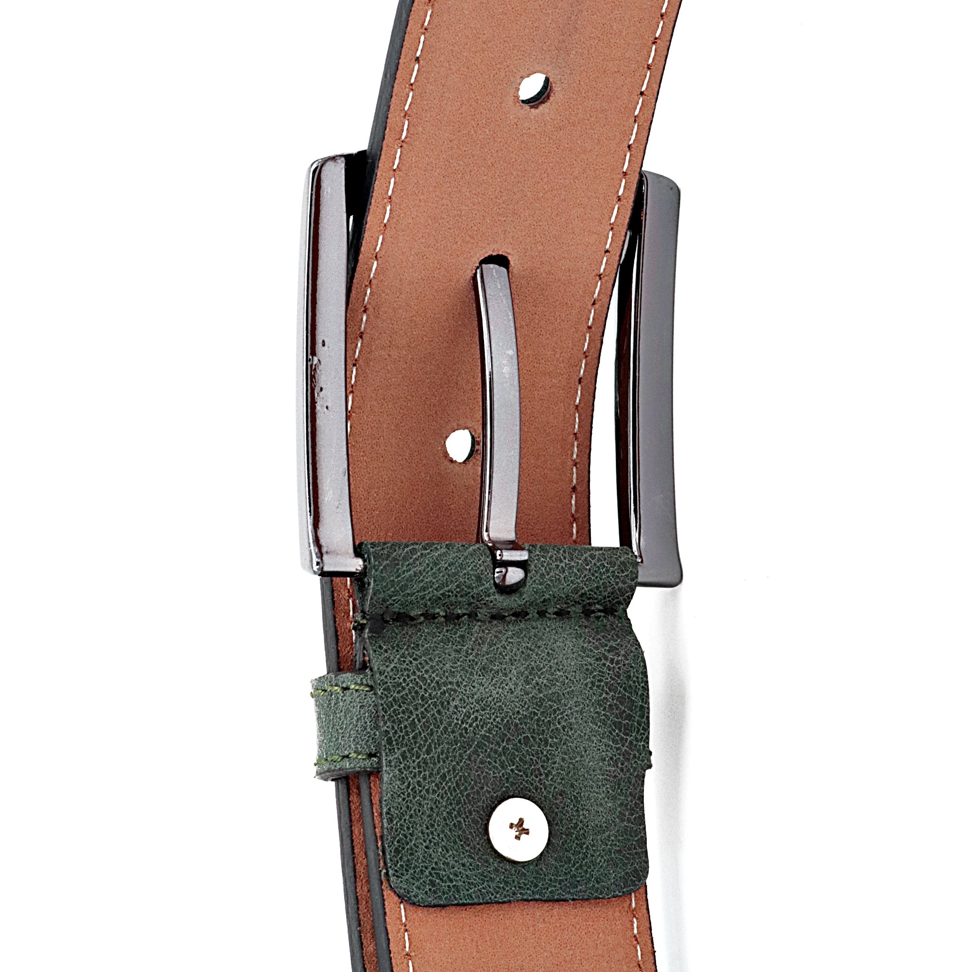 Hand Made Custom Length Luxury Casual Fashion Men's Belt High Quality Green Cow Hide Adjustable Alloy Buckle Custom 015 Model