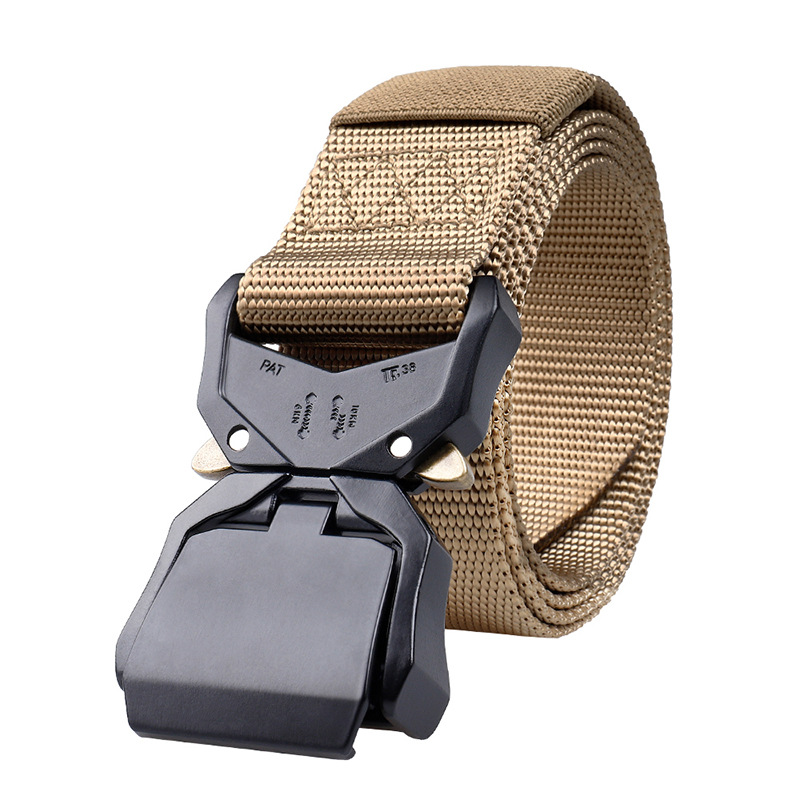 High quality outdoor tactical breathable men's waist nylon mesh canvas fabric belt tactical belt