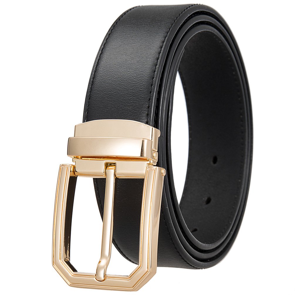 High Quality Classic Gold Pin Buckle Belt Custom Logo Casual Men 100% Leather Belts