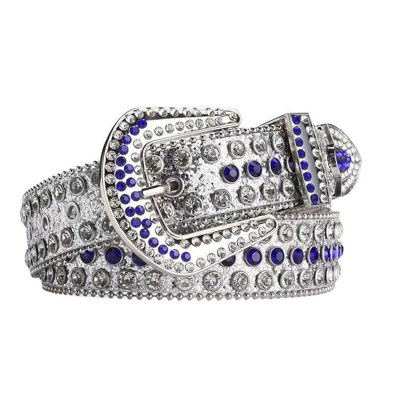 Luxury Designer Diamond Bb Simon Belts Western Men Women Crystal Leather Studded Rhinestone Buckle Accessories Custom