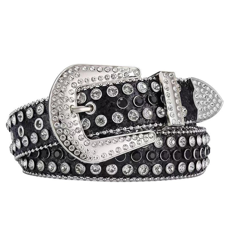 Luxury Designer Diamond Bb Simon Belts Western Men Women Crystal Leather Studded Rhinestone Buckle Accessories Custom