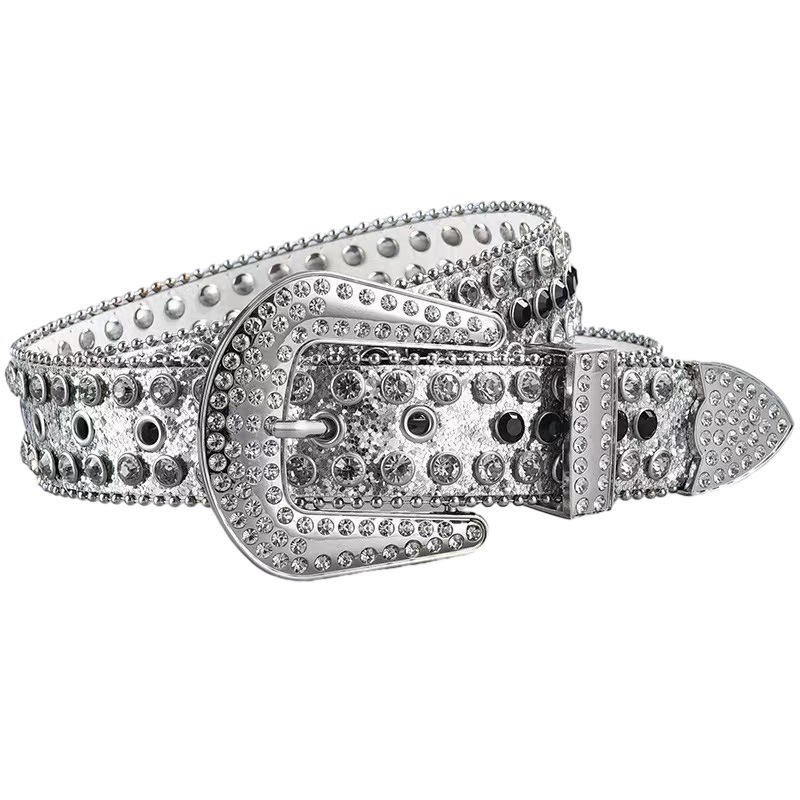 Luxury Designer Diamond Bb Simon Belts Western Men Women Crystal Leather Studded Rhinestone Buckle Accessories Custom