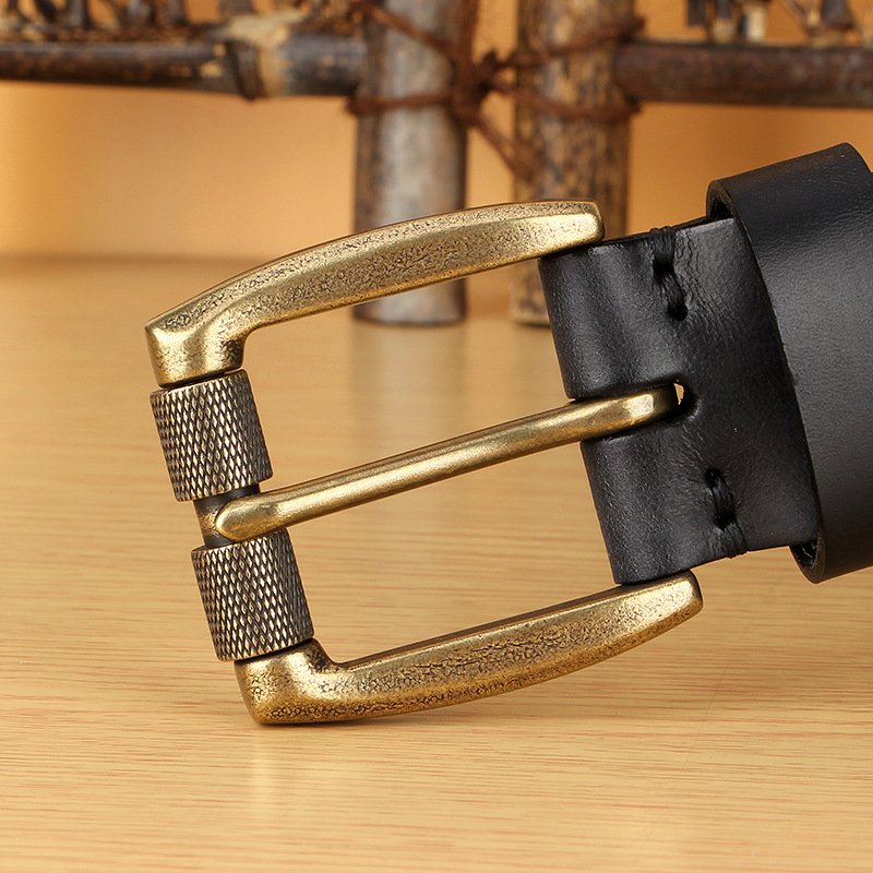 Thickened American Retro Handmade Men'S Belt Top Layer Pure Cowhide Copper Buckle Jeans Genuine Leather Belt