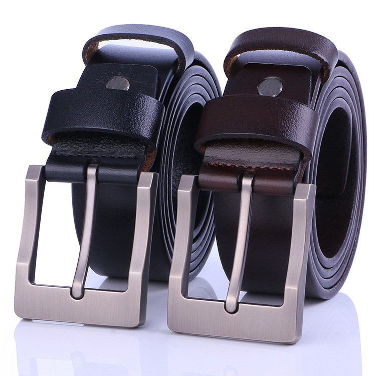 Factory Wholesale Vintage Cowhide Genuine Leather Pin Buckle Men Casual Dress Belt