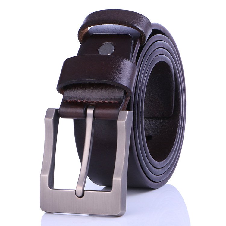 Factory Wholesale Vintage Cowhide Genuine Leather Pin Buckle Men Casual Dress Belt