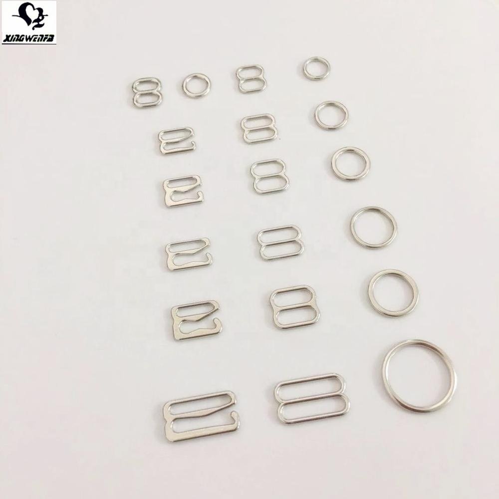 Silver metal bra hooks and strap adjuster 0 8 g hook buckle wholesale garment accessories supplier
