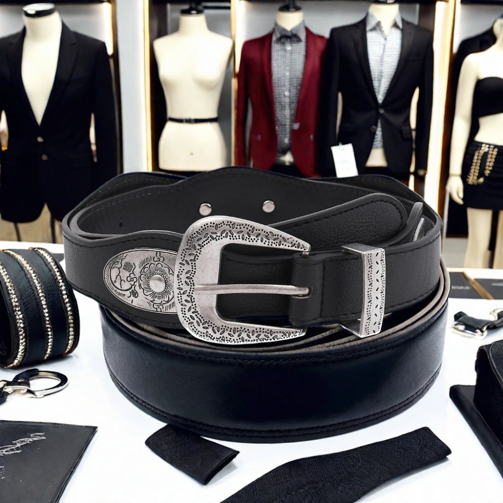 Y2K Ladies Belt New Western Retro Punk Design Wavy Curved Buckle American Vintage INS Suit PU Leather Western Retro Punk