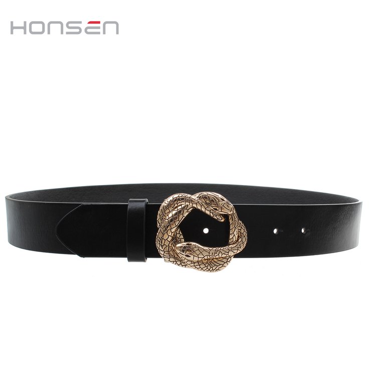 Snake Buckle Ladies Belt Wholesale Alloy Customized Black Belt, Fashion Pu Women Female
