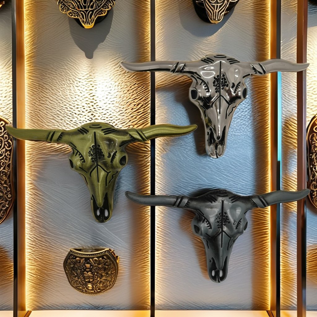 European American Foreign Trade All-Match Fashion Trend Belt Buckle Luxury Cow Skull Design in Zinc Alloy for Bags