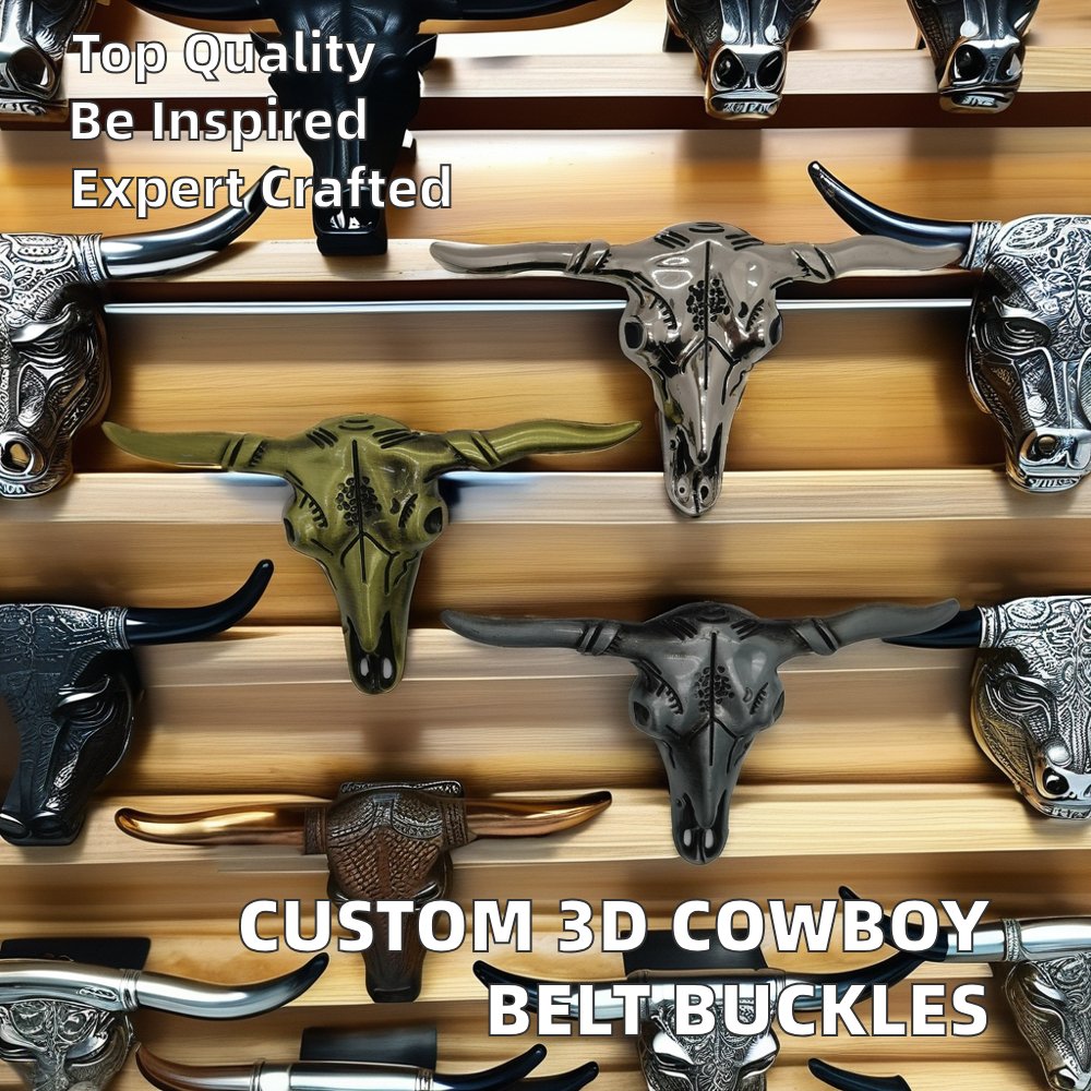 European American Foreign Trade All-Match Fashion Trend Belt Buckle Luxury Cow Skull Design in Zinc Alloy for Bags