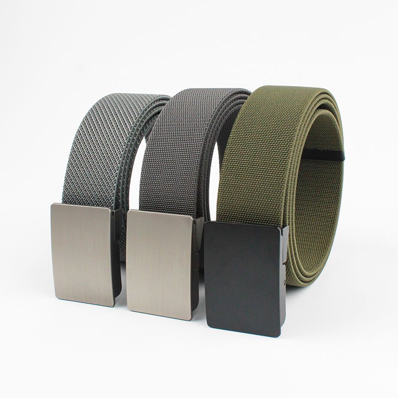 Factory Alloy Tactical Belt Polyester Buckle Weaving Stretch Fabric Belts Custom Logo Outdoor Adjustable Nylon Men Canvas Belt