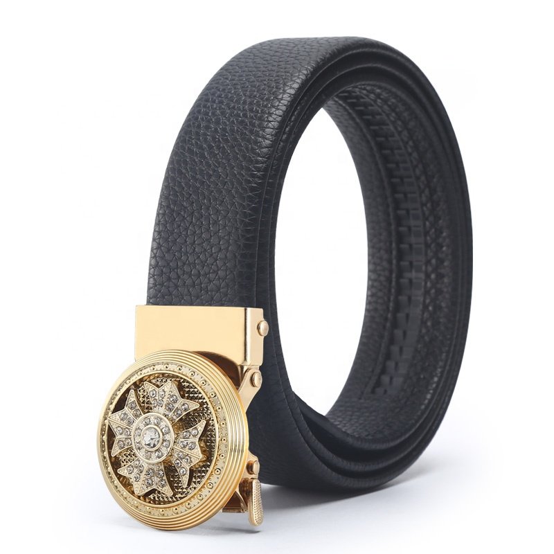 Men Belt PU Belts Connection with Metal Buckles 3.5cm Width Black Brown Color Cambodia