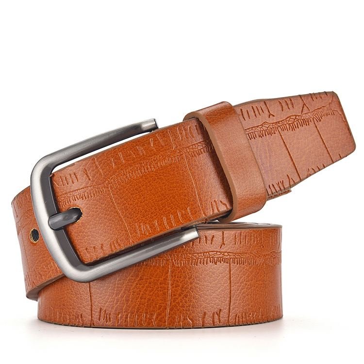 Professional manufacture custom men crocodile leather belt good quality pin buckle belt
