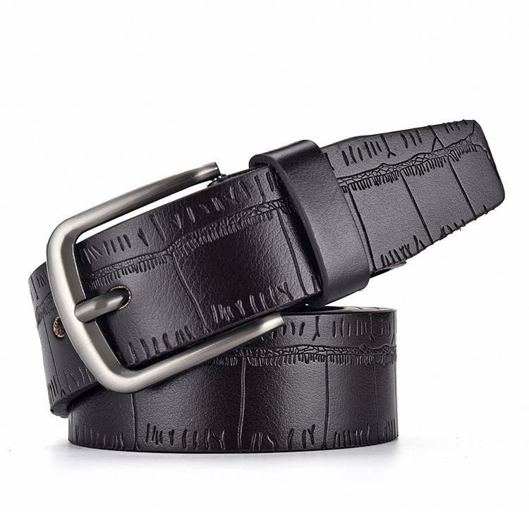 Professional manufacture custom men crocodile leather belt good quality pin buckle belt