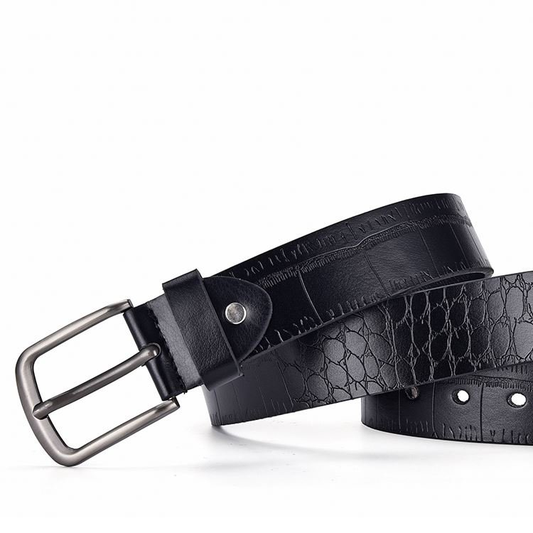 Professional manufacture custom men crocodile leather belt good quality pin buckle belt