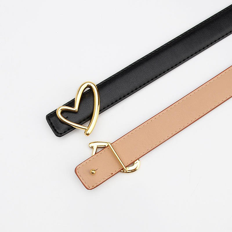 Hot Waist Belts Gold Love Shape Alloy Buckle Belt Elegant Fashion Women's Clothing Accessory Belt