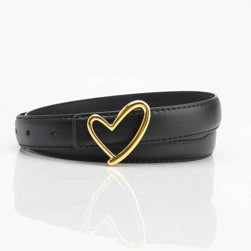 Hot Waist Belts Gold Love Shape Alloy Buckle Belt Elegant Fashion Women's Clothing Accessory Belt