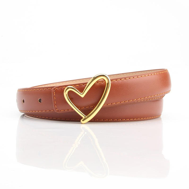 Hot Waist Belts Gold Love Shape Alloy Buckle Belt Elegant Fashion Women's Clothing Accessory Belt
