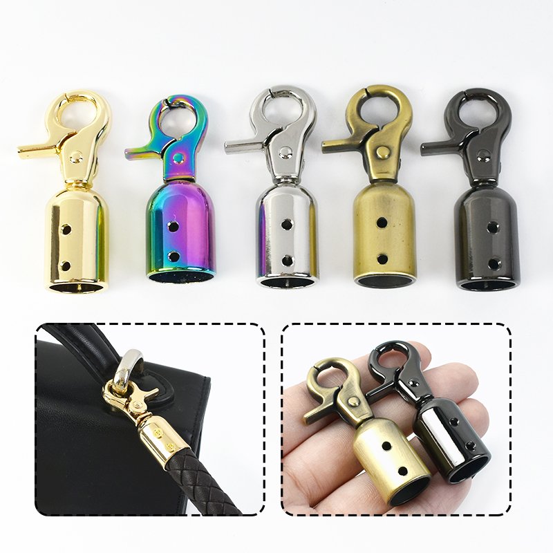 MeeTee F1-24 DIY Metal Buckle Bell Pull Braided Rope Bag Stopper with Cord End Handbag Clasp Dog Buckles Alloy Material