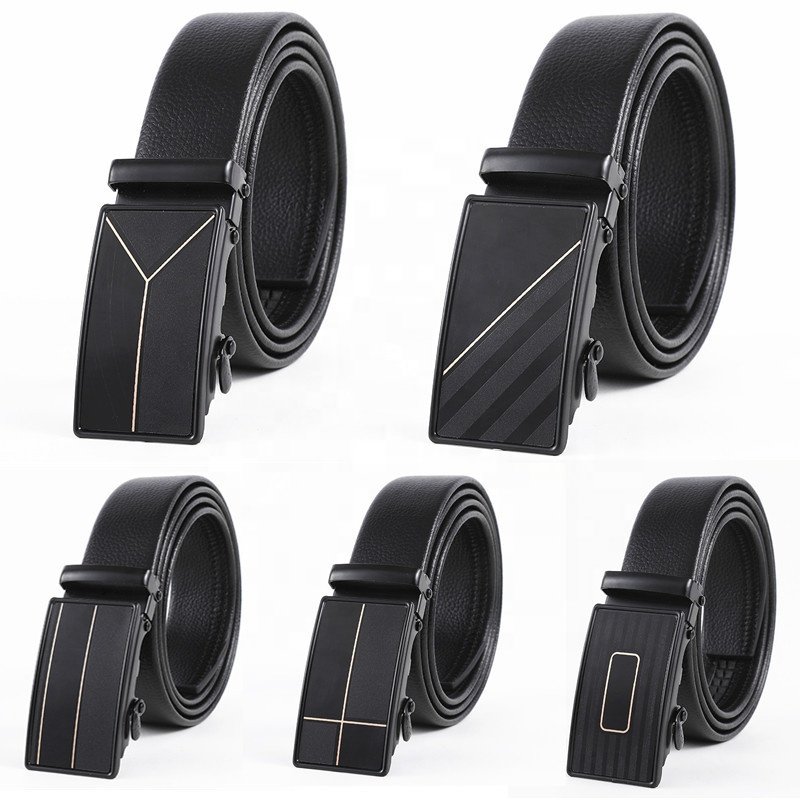 Customized Belt men's frosted iron automatic buckle belt fashionable casual versatile PU leather belt for Jeans LXS-IAP004